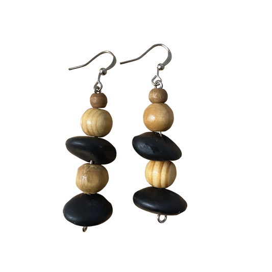 Wood beaded Earrings