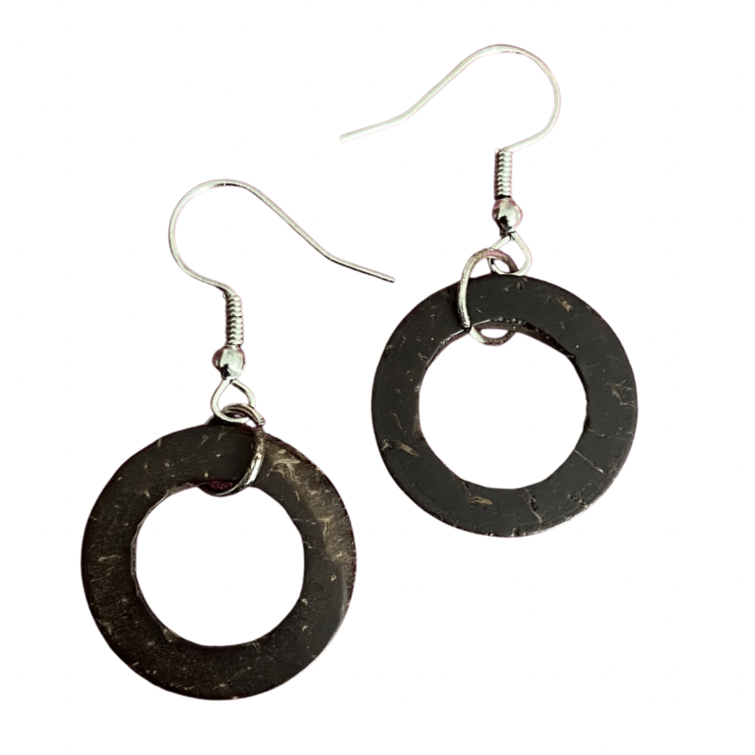 Wood circle earrings